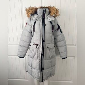 Canada weather gear long puffer coat heavyweight faux fur hood parka